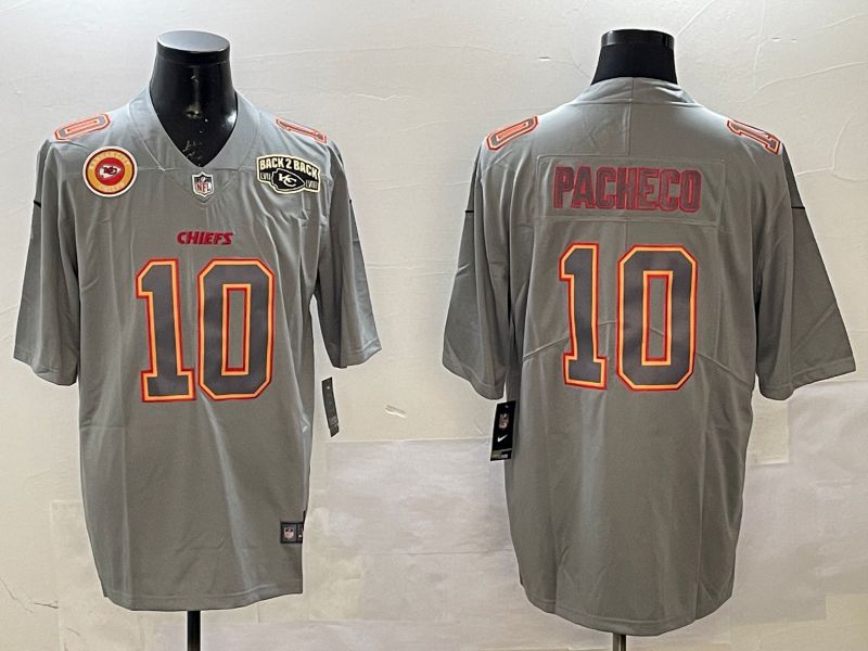 Men Kansas City Chiefs 10 Pacheco Grey 2025 Nike Vapor Limited NFL Jersey style 2106